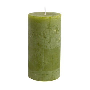 Rustic Pillar Candle Fern Green 70x130mm - RUTHERFORD & Co