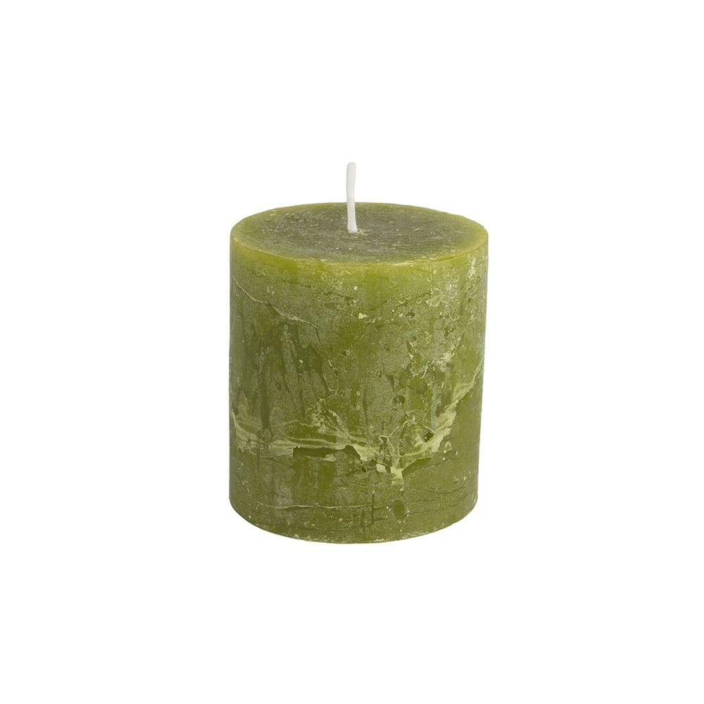 Rustic Pillar Candle Fern Green 70x75mm - RUTHERFORD & Co