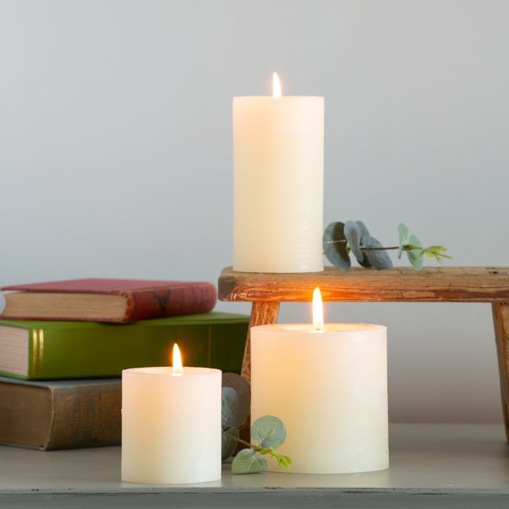 Rustic Pillar Candle Ivory 70x75mm - RUTHERFORD & Co