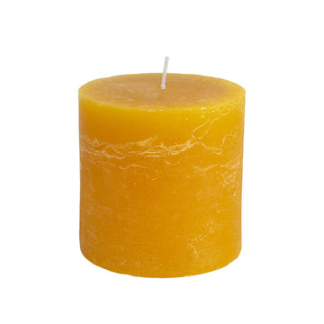 Rustic Pillar Candle Ochre 100x100mm - RUTHERFORD & Co