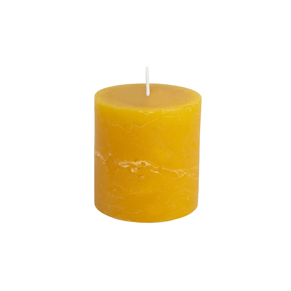 Rustic Pillar Candle Ochre 70x75mm - RUTHERFORD & Co