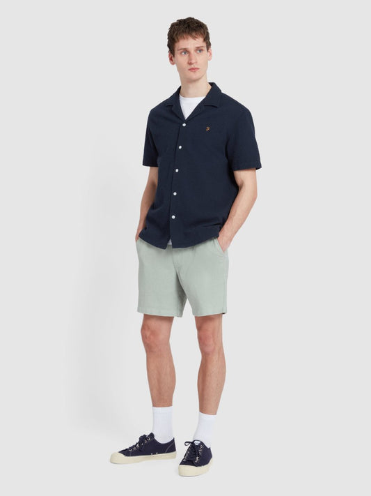 Rutherford Short Sleeve Seersucker Shirt In True Navy - RUTHERFORD & Co