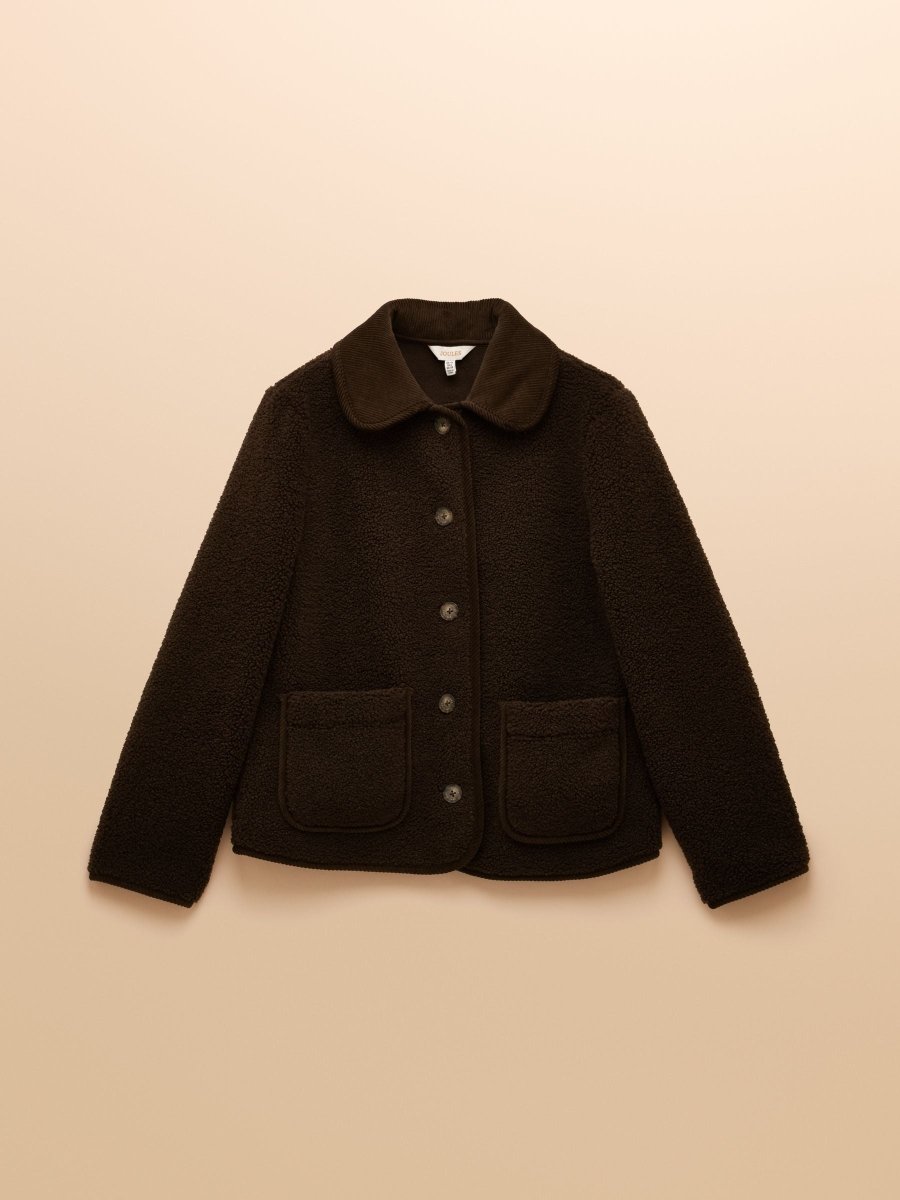 Sadie Chocolate Brown Collared Fleece Jacket - RUTHERFORD & Co