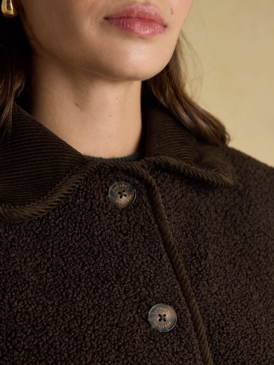Sadie Chocolate Brown Collared Fleece Jacket - RUTHERFORD & Co