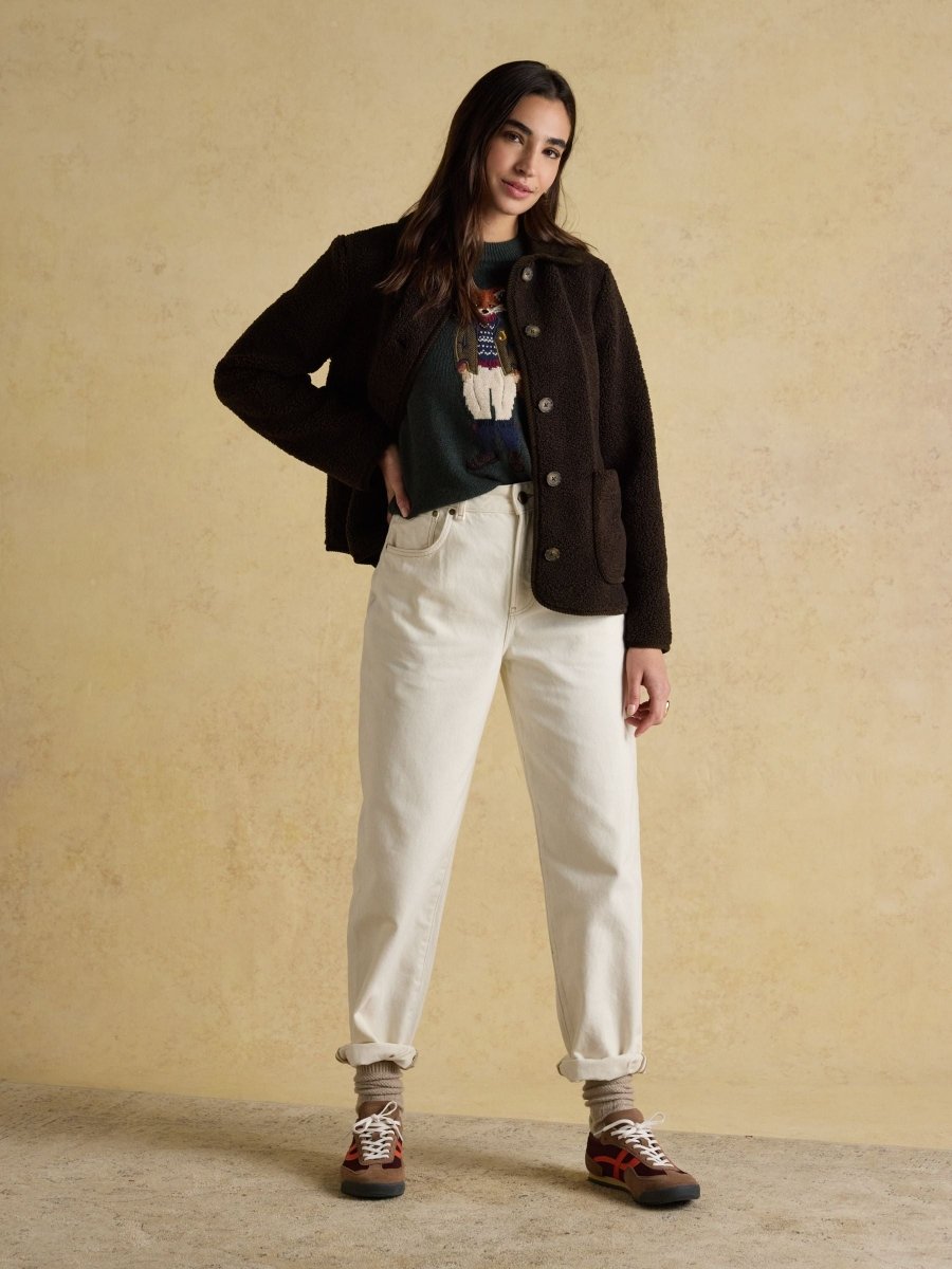 Sadie Chocolate Brown Collared Fleece Jacket - RUTHERFORD & Co