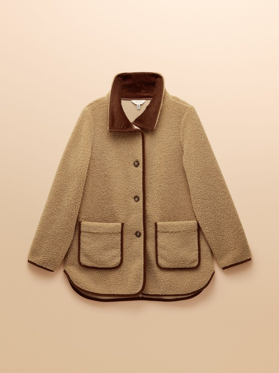 Sadie Taupe Longline Fleece Jacket - RUTHERFORD & Co
