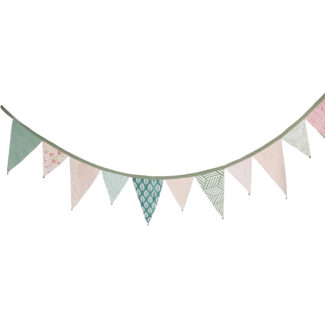 Sage and Pink Upcycled Fabric Bunting - 3m - RUTHERFORD & Co