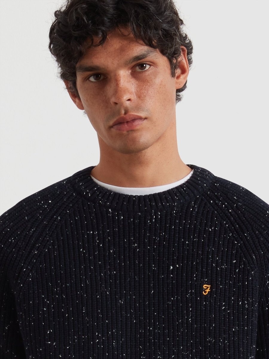 Sage Nepped Sweater In True Navy - RUTHERFORD & Co