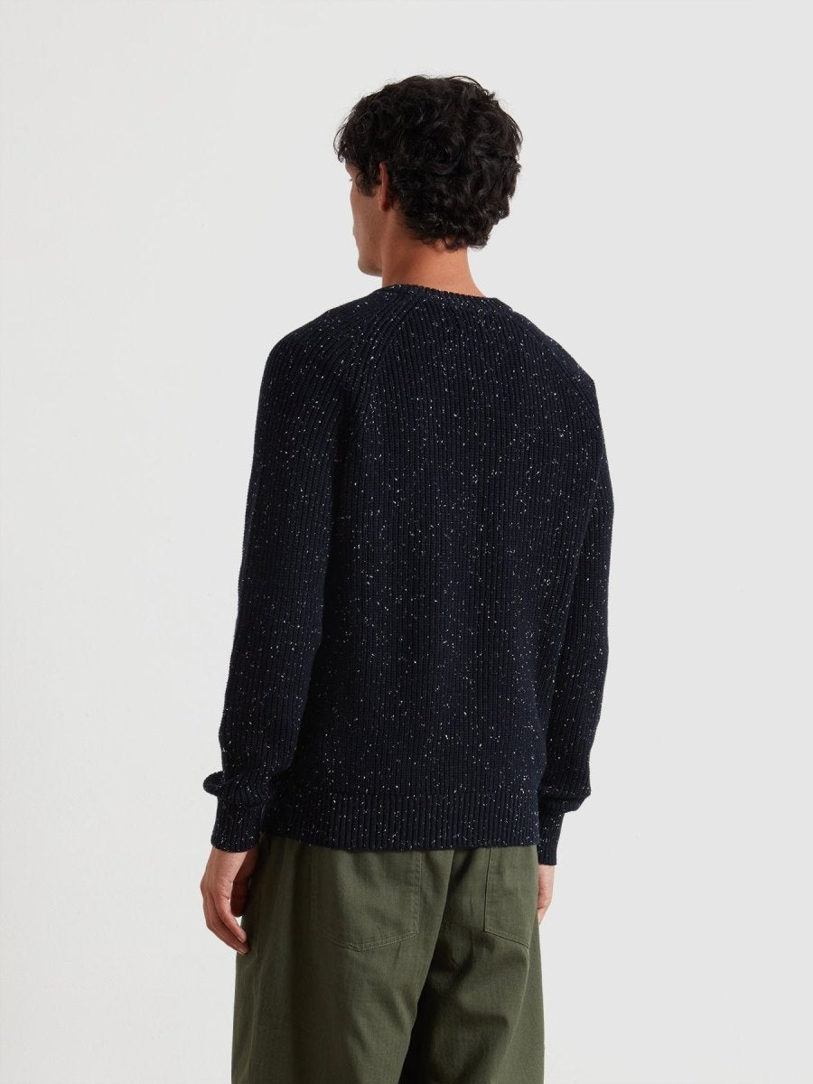 Sage Nepped Sweater In True Navy - RUTHERFORD & Co