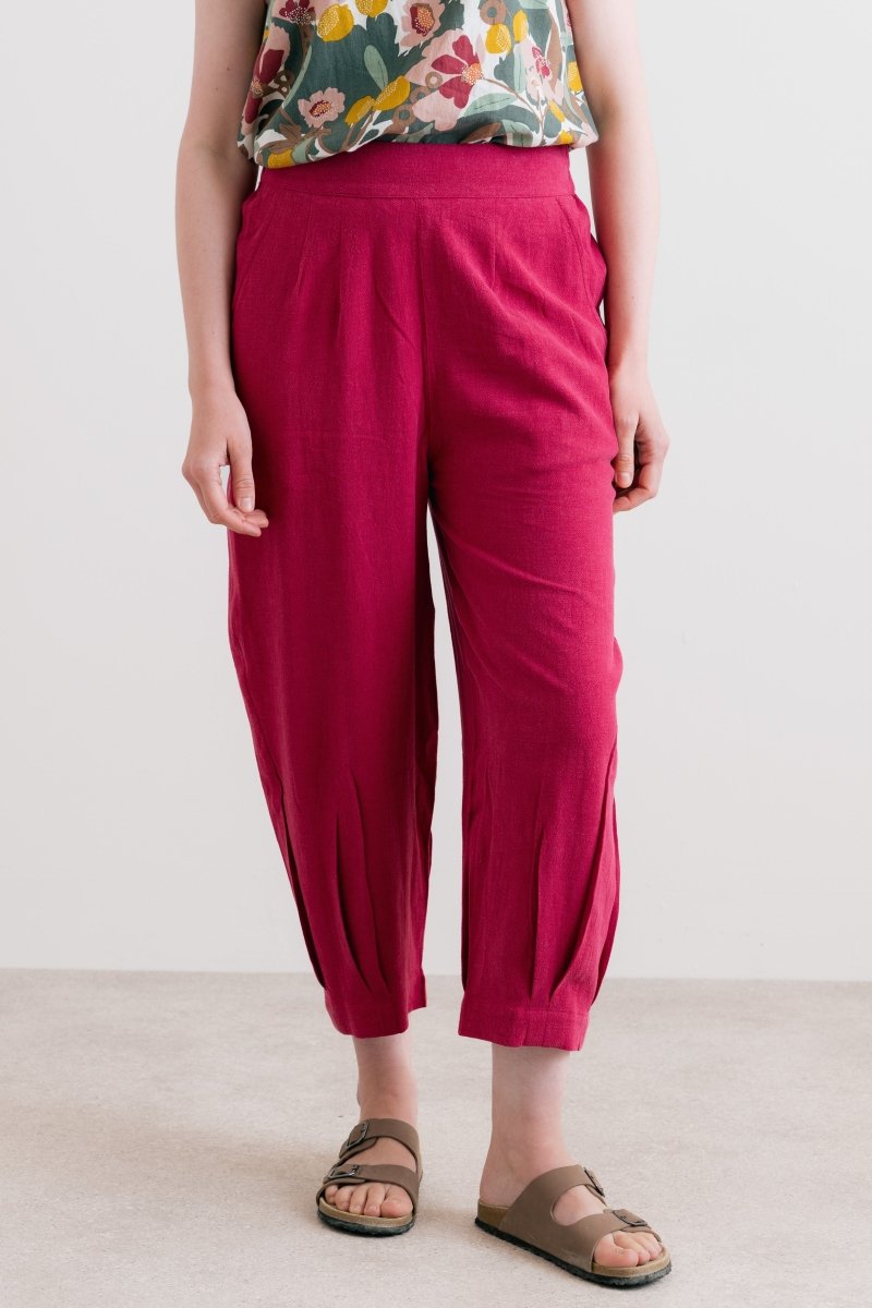 Sail Linen Blend Cropped Trousers Boysenberry - RUTHERFORD & Co