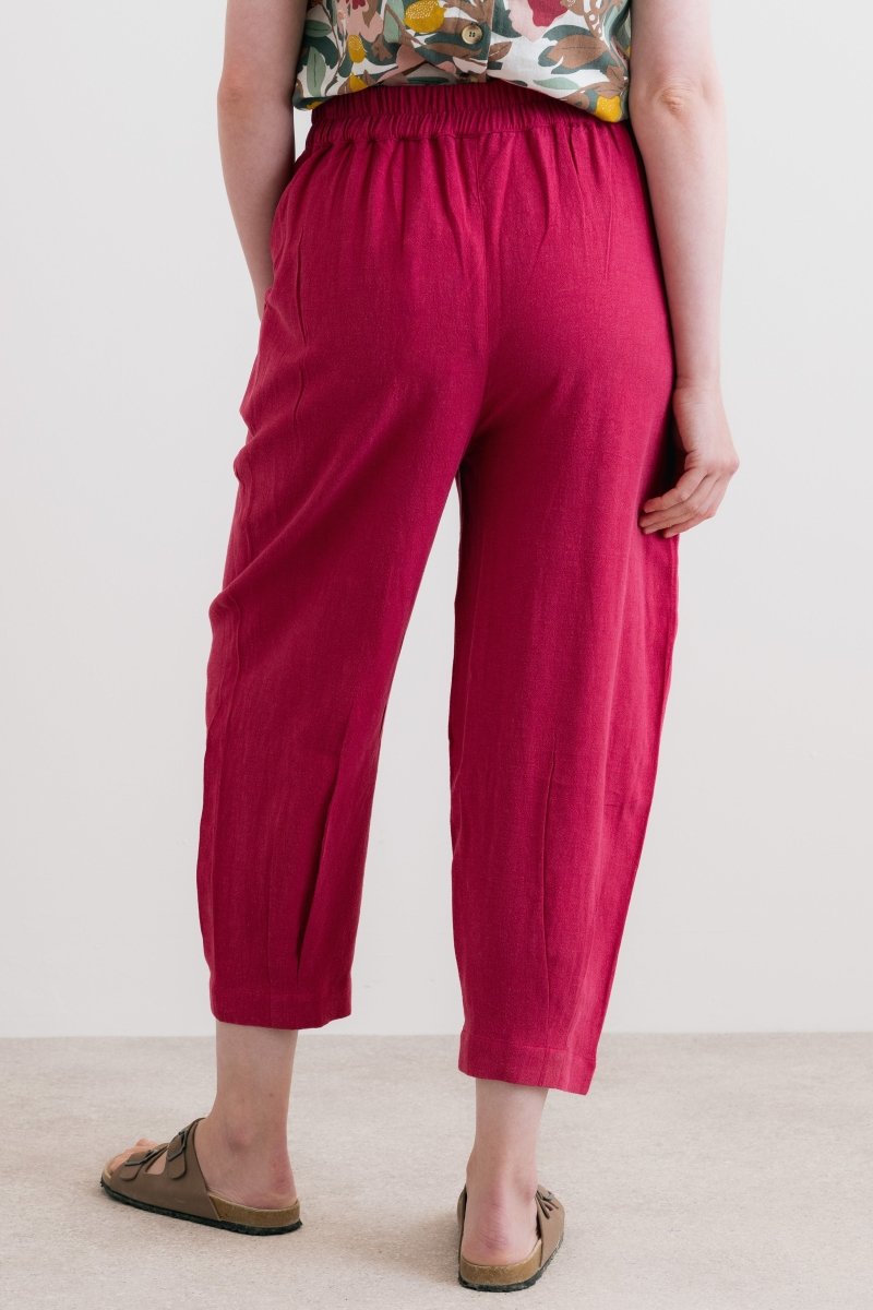Sail Linen Blend Cropped Trousers Boysenberry - RUTHERFORD & Co