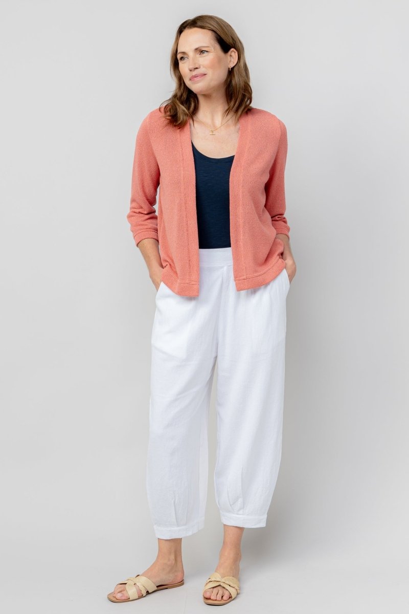 Sail White Linen Blend Cropped Trousers - RUTHERFORD & Co