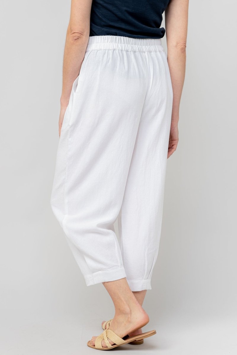 Sail White Linen Blend Cropped Trousers - RUTHERFORD & Co