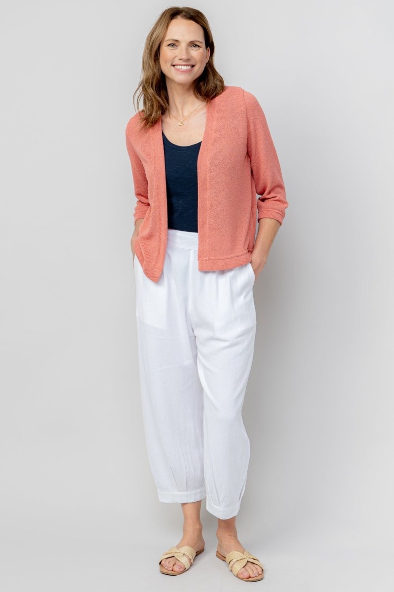 Sail White Linen Blend Cropped Trousers - RUTHERFORD & Co