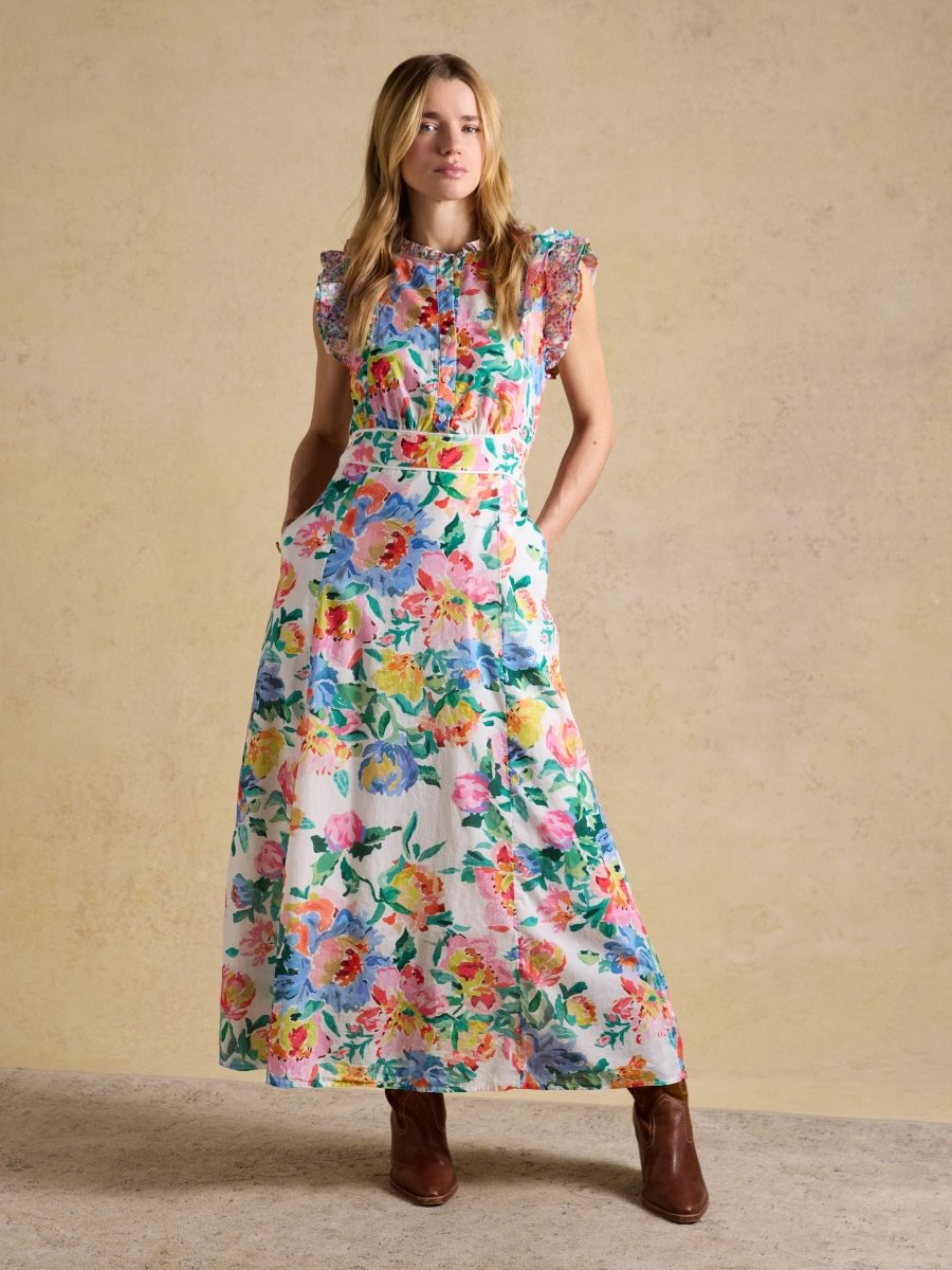 Samantha White Artist Floral Woven Maxi Dress - RUTHERFORD & Co
