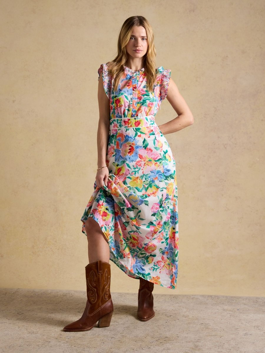 Samantha White Artist Floral Woven Maxi Dress - RUTHERFORD & Co