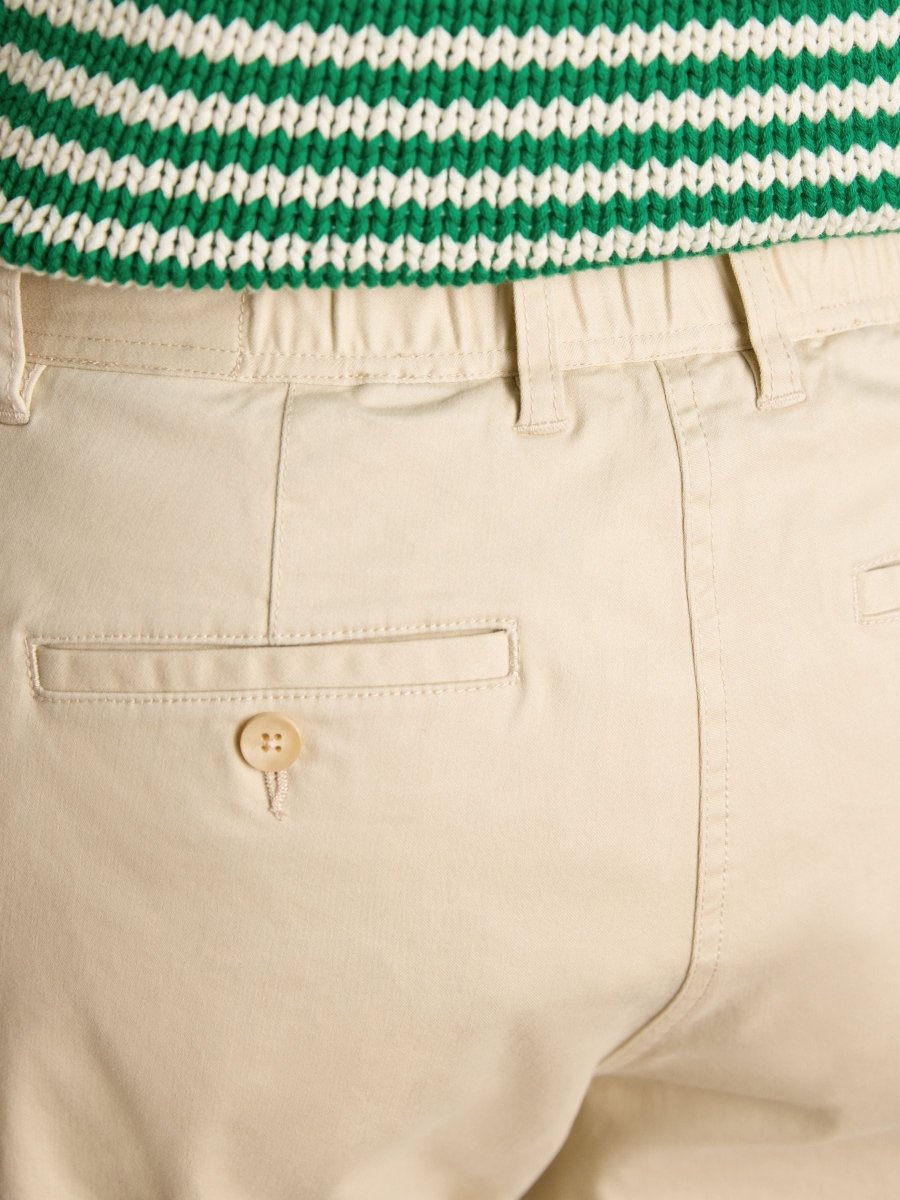 Sand Slim Fit Chino Trousers with Elasticated Waist - RUTHERFORD & Co