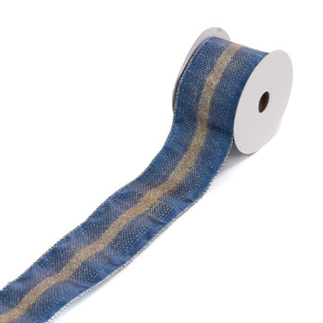 Satin Ribbon W/Gold Stripes 2.5"X10y - RUTHERFORD & Co