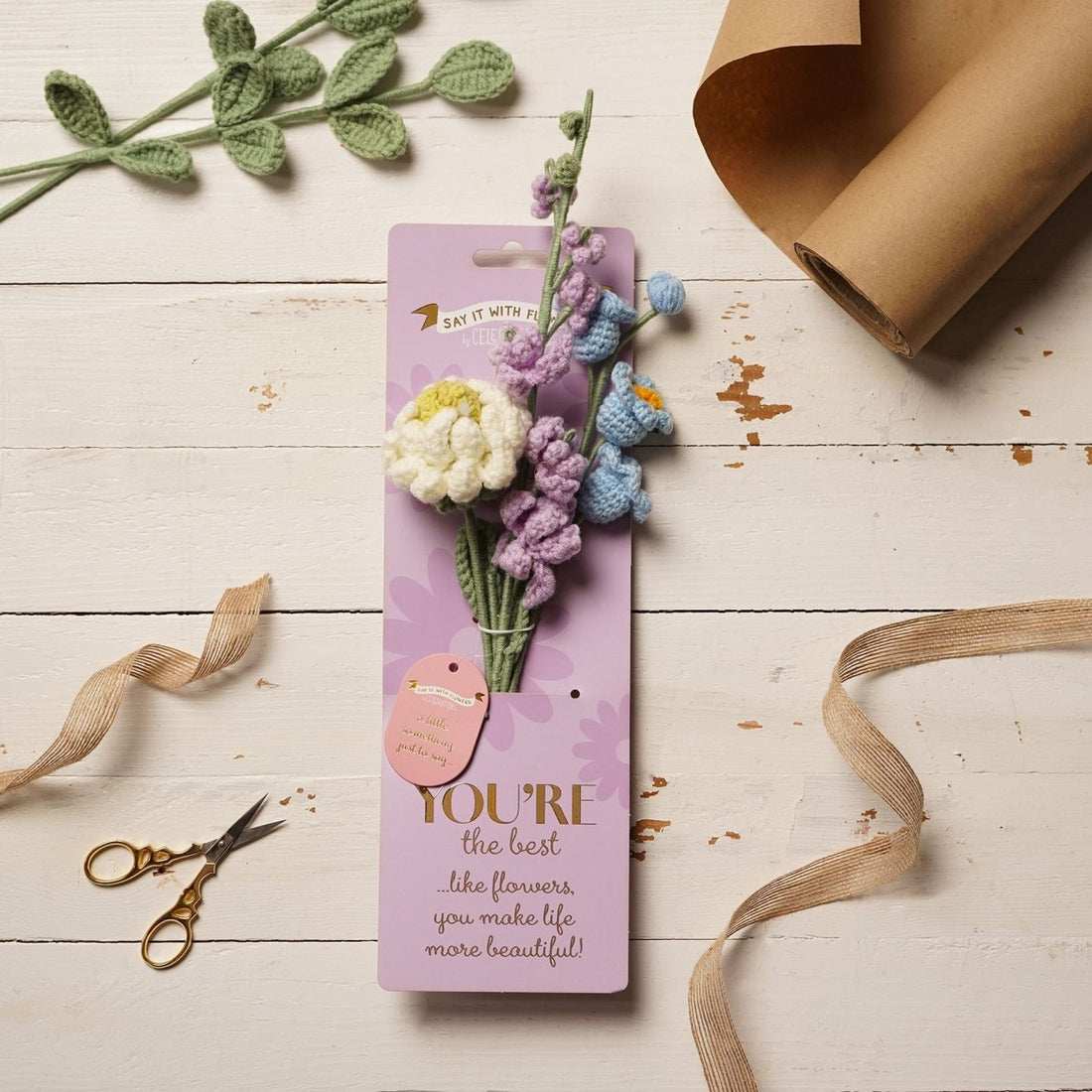 Say It With Flowers Crochet Peony & Foxglove Bundle You're The Best - RUTHERFORD & Co