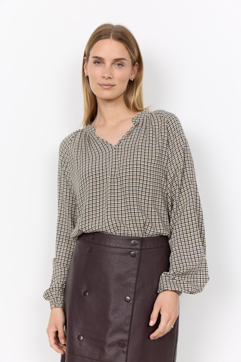 SC-HALIA 1 AOP Blouse Dusty blue - RUTHERFORD & Co