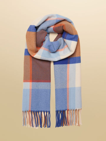 Scarf - Blue Cream Check - RUTHERFORD & Co