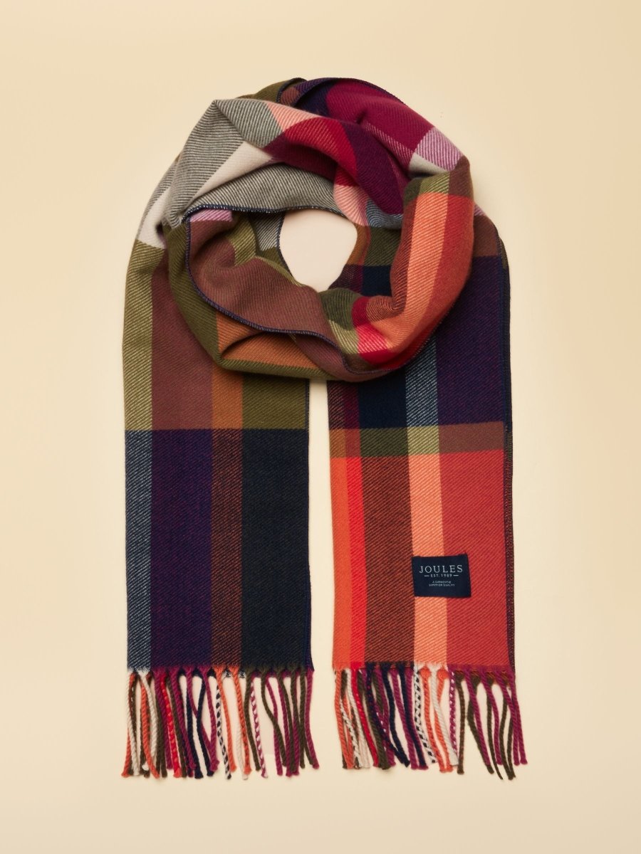 Scarf - Khaki/Orange Check - RUTHERFORD & Co