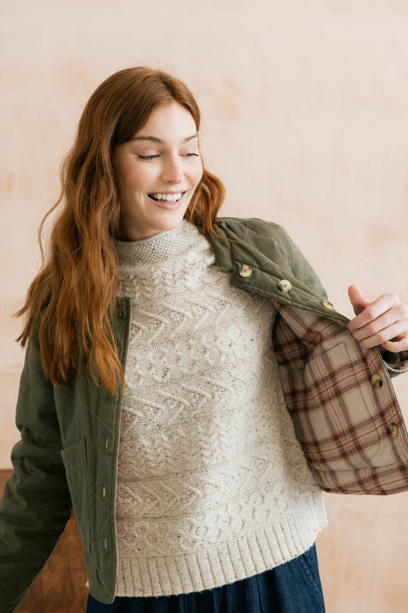 Scarlett Reversible Quilted Jacket Dark Olive - RUTHERFORD & Co