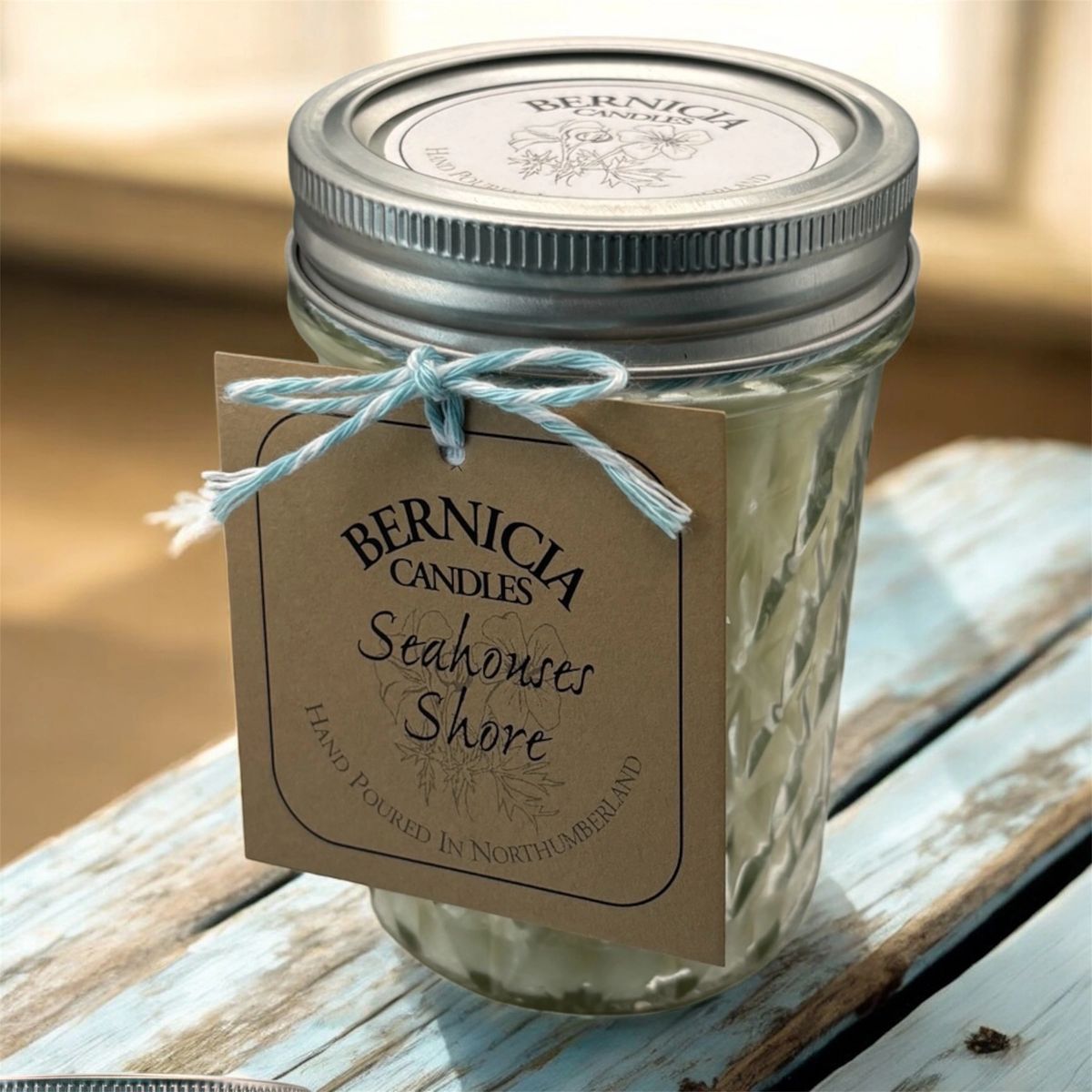 Seahouses Shore Quilted Mason Jar Candle - RUTHERFORD & Co