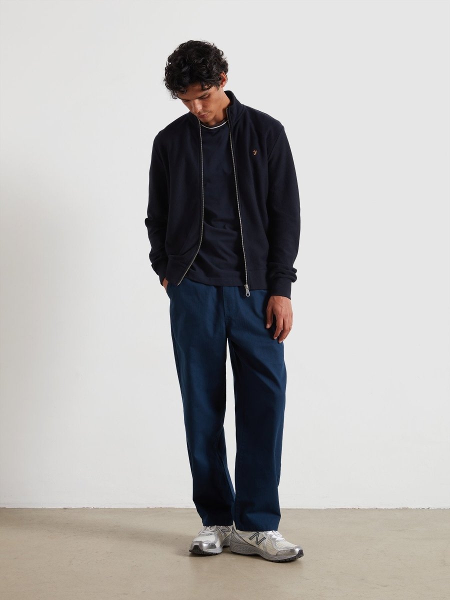 Seaton Zip Through Sweatshirt In True Navy - RUTHERFORD & Co