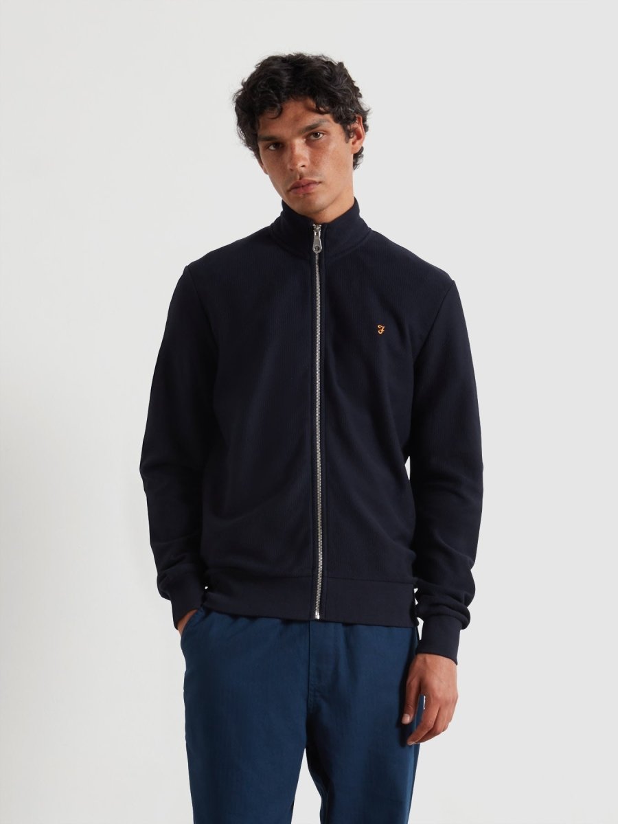 Seaton Zip Through Sweatshirt In True Navy - RUTHERFORD & Co