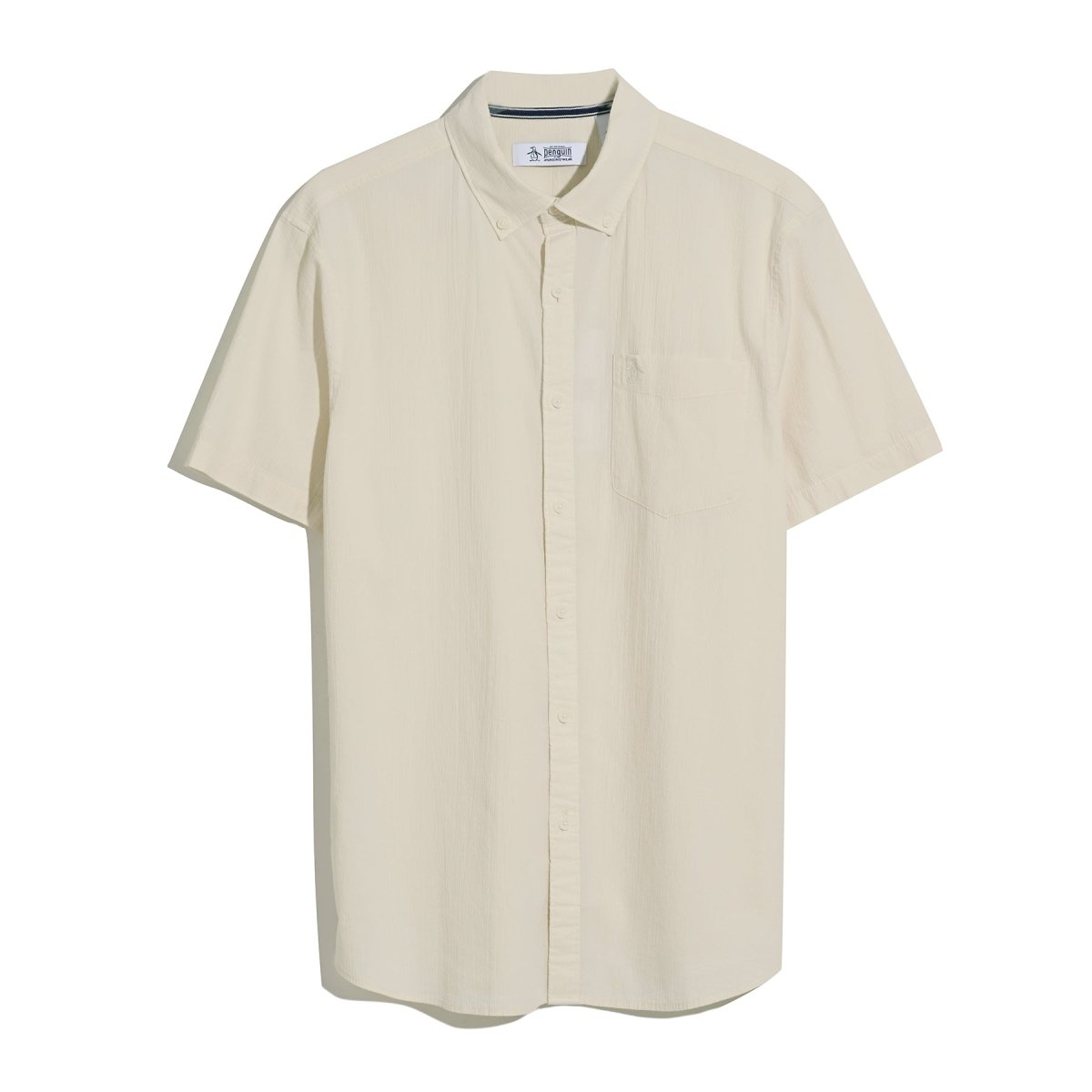 Seersucker Short Sleeve Shirt In Birch - RUTHERFORD & Co