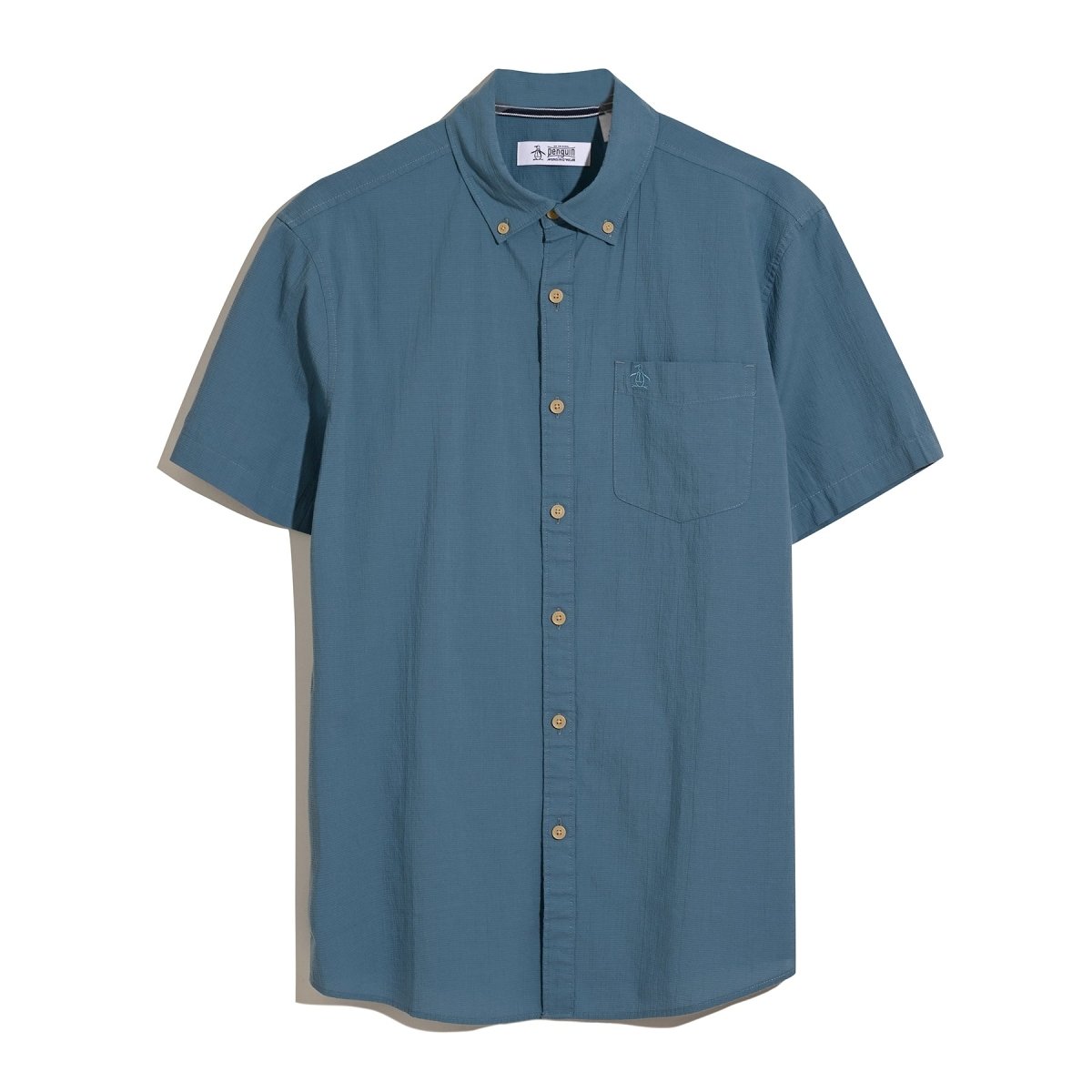 Seersucker Short Sleeve Shirt In Copen Blue - RUTHERFORD & Co