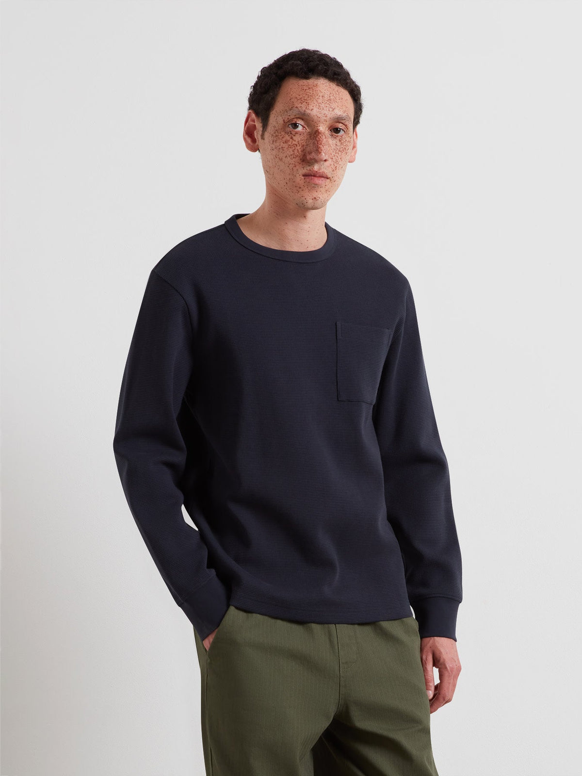 Littrow Long Sleeve Pocket T-Shirt In True Navy
