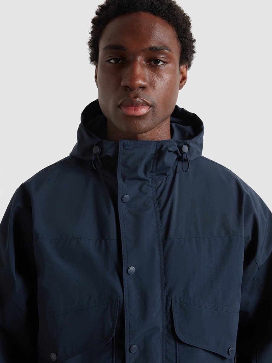 Shenley Hooded Jacket In True Navy - RUTHERFORD & Co