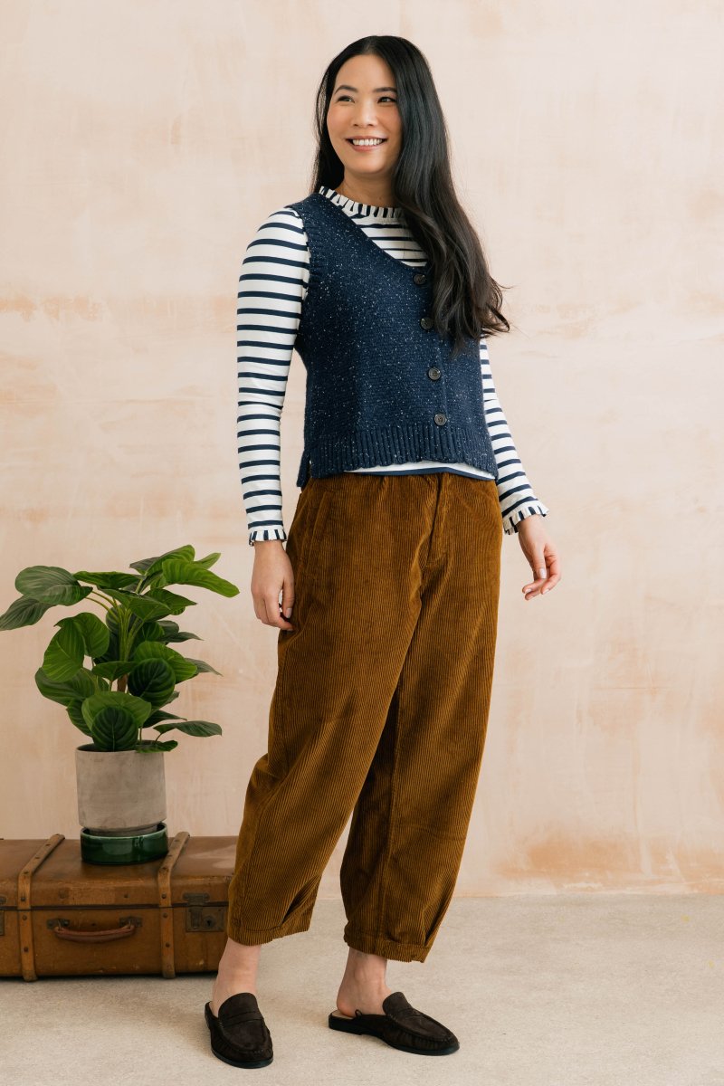Shirin Relaxed Barrel Leg Jumbo Cord Trousers Burnt Caramel - RUTHERFORD & Co