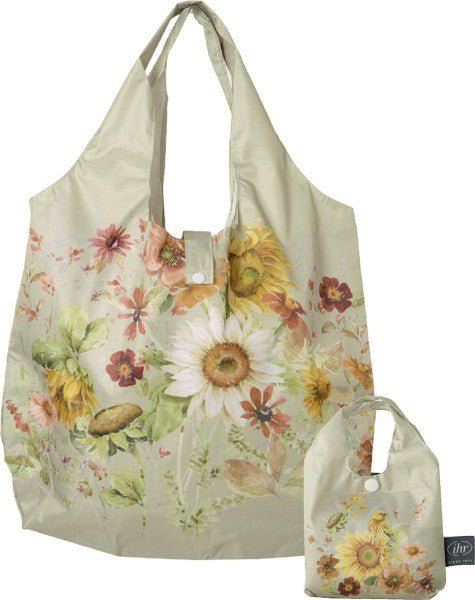 Shopping Bag/Late Summer Flowers Green - RUTHERFORD & Co