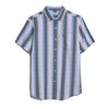 Short Sleeve Crinkle Vertical Stripe Shirt In Blue Wing Teal - RUTHERFORD & Co