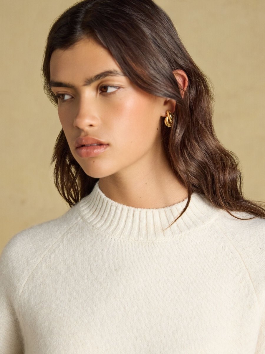 Short Sleeve Jumper Cream Crew Neck Knitted Jumper - RUTHERFORD & Co