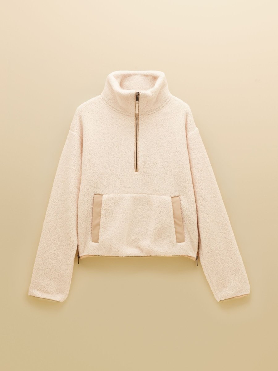 Short Tilly Cropped Quarter Zip Fleece - Cream - RUTHERFORD & Co