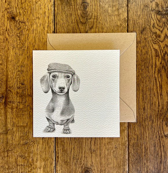 Sidney Sausage Dog Pencil Drawn Greeting Card - RUTHERFORD & Co
