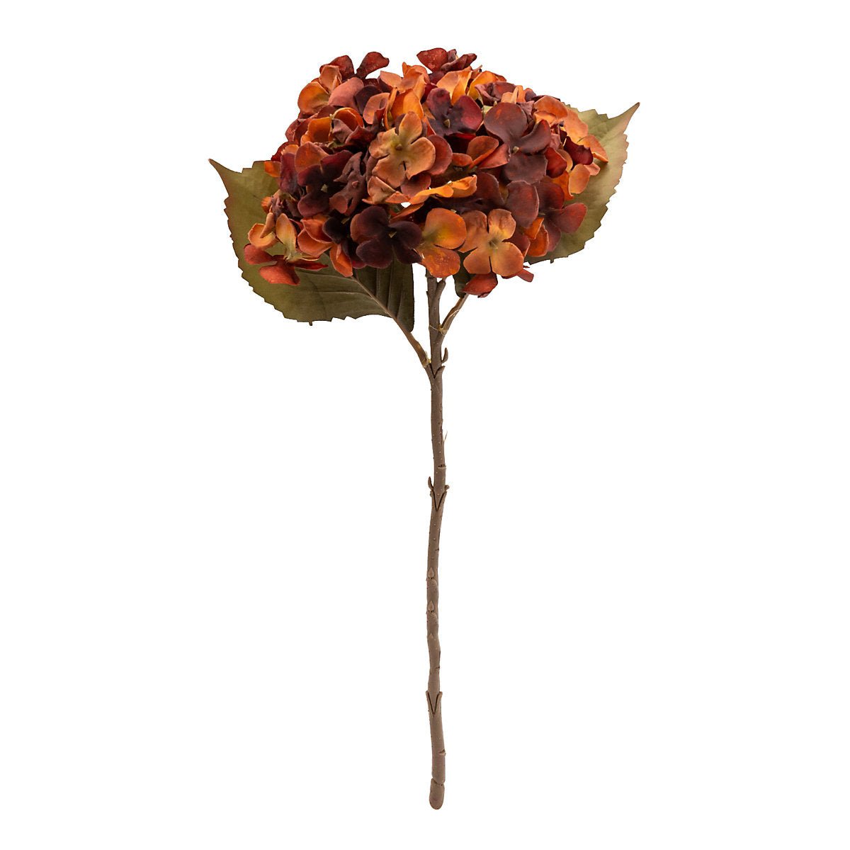 Single Hydrangea Burnt Orange Faux Stem 46cm - RUTHERFORD & Co