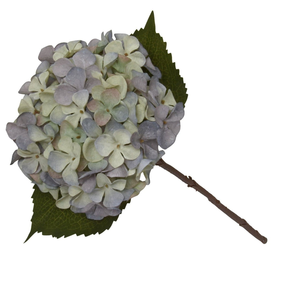 Single Hydrangea Faux Stem 46cm - Blue & Green - RUTHERFORD & Co