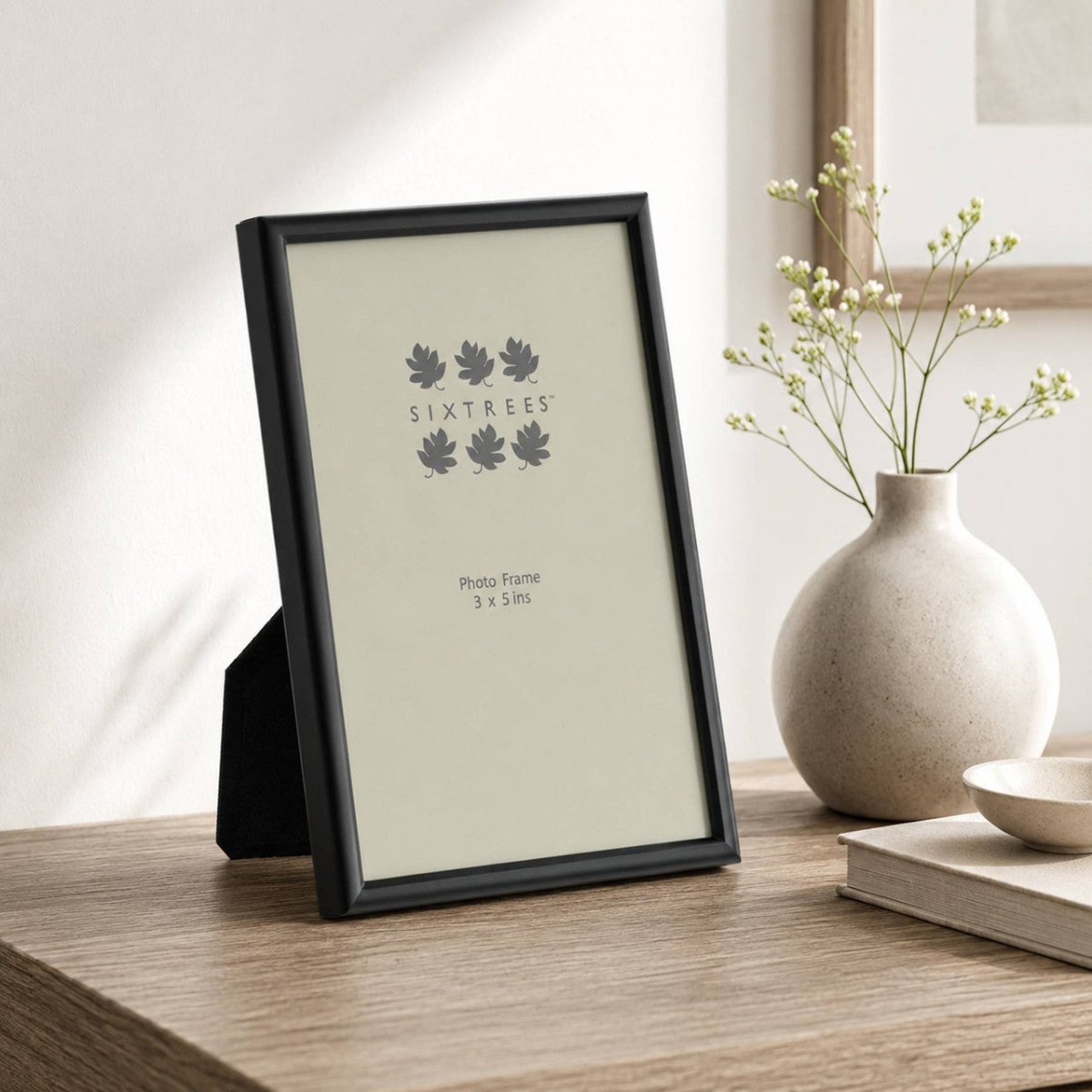 Sixtrees Cambourne Satin Black Metal 3 x 5 inch Photo Frame - RUTHERFORD & Co