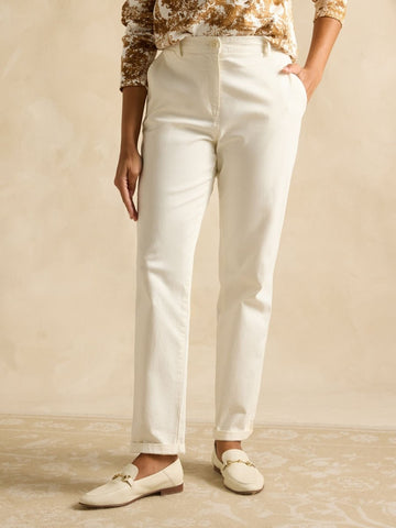 Slim Fit Cream Chino Trousers - RUTHERFORD & Co