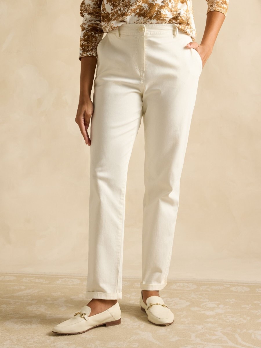 Slim Fit Cream Chino Trousers - RUTHERFORD & Co