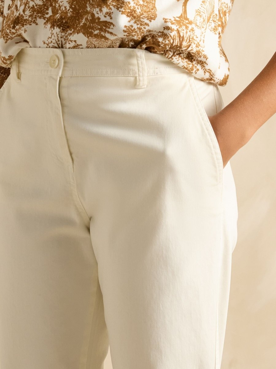 Slim Fit Cream Chino Trousers - RUTHERFORD & Co