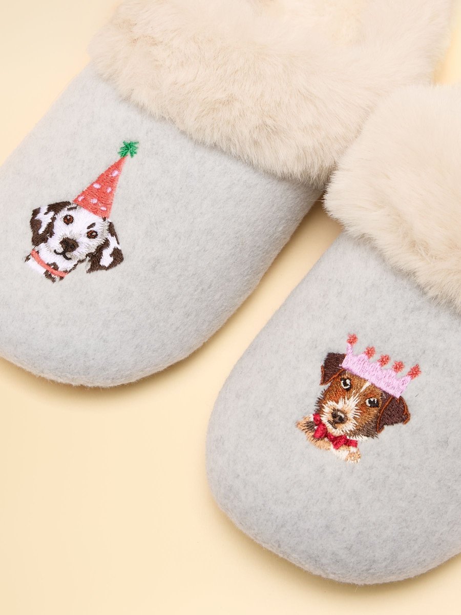 Slippet Luxe Grey Artwork Slipper - RUTHERFORD & Co