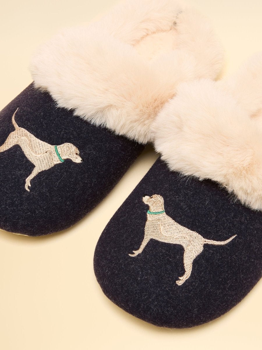 Slippet Luxe Navy Dog Slippers - RUTHERFORD & Co
