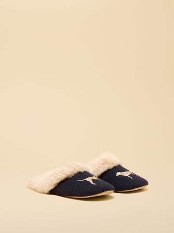 Slippet Luxe Navy Dog Slippers - RUTHERFORD & Co