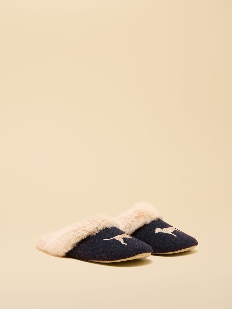 Slippet Luxe Navy Dog Slippers - RUTHERFORD & Co